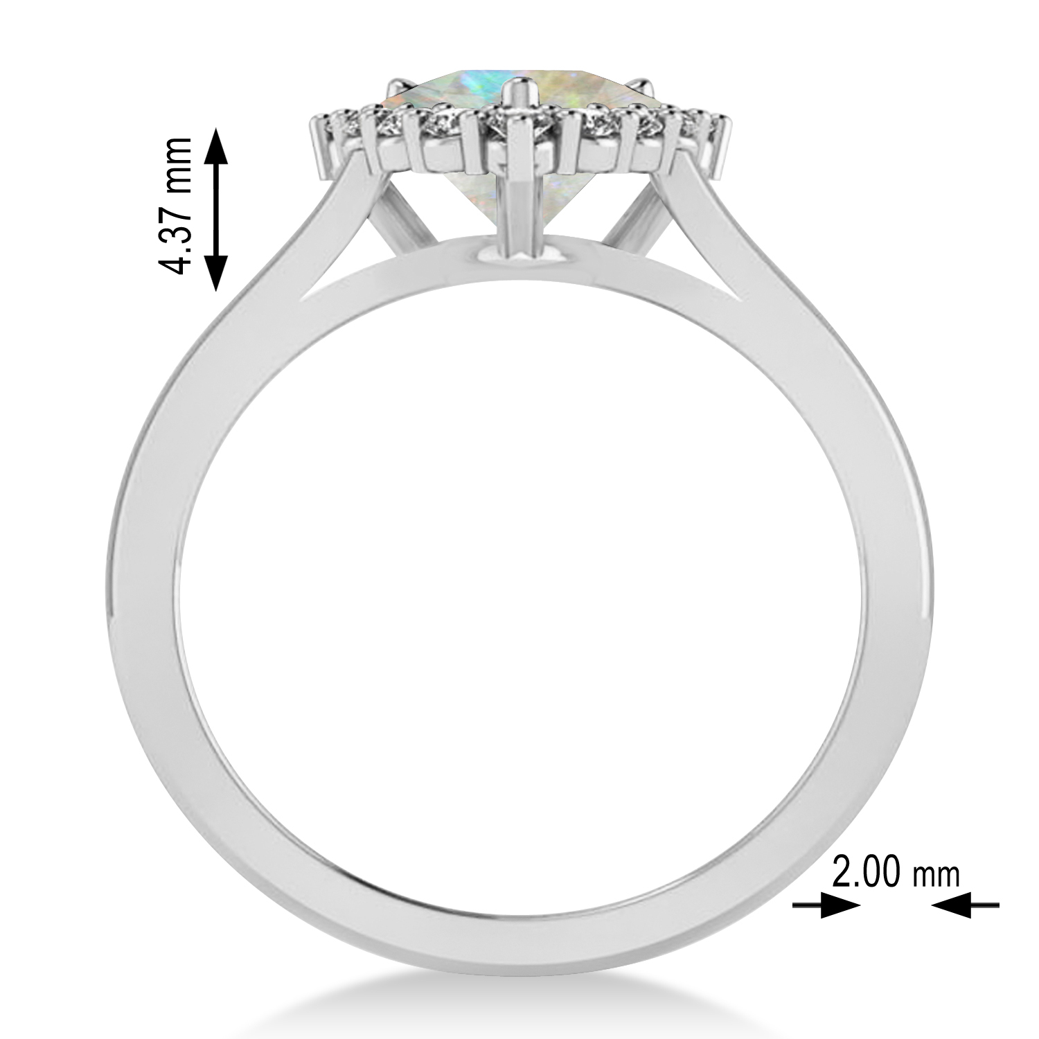 Diamond & Opal Trillion Cut Ring 14k White Gold (1.24ct)