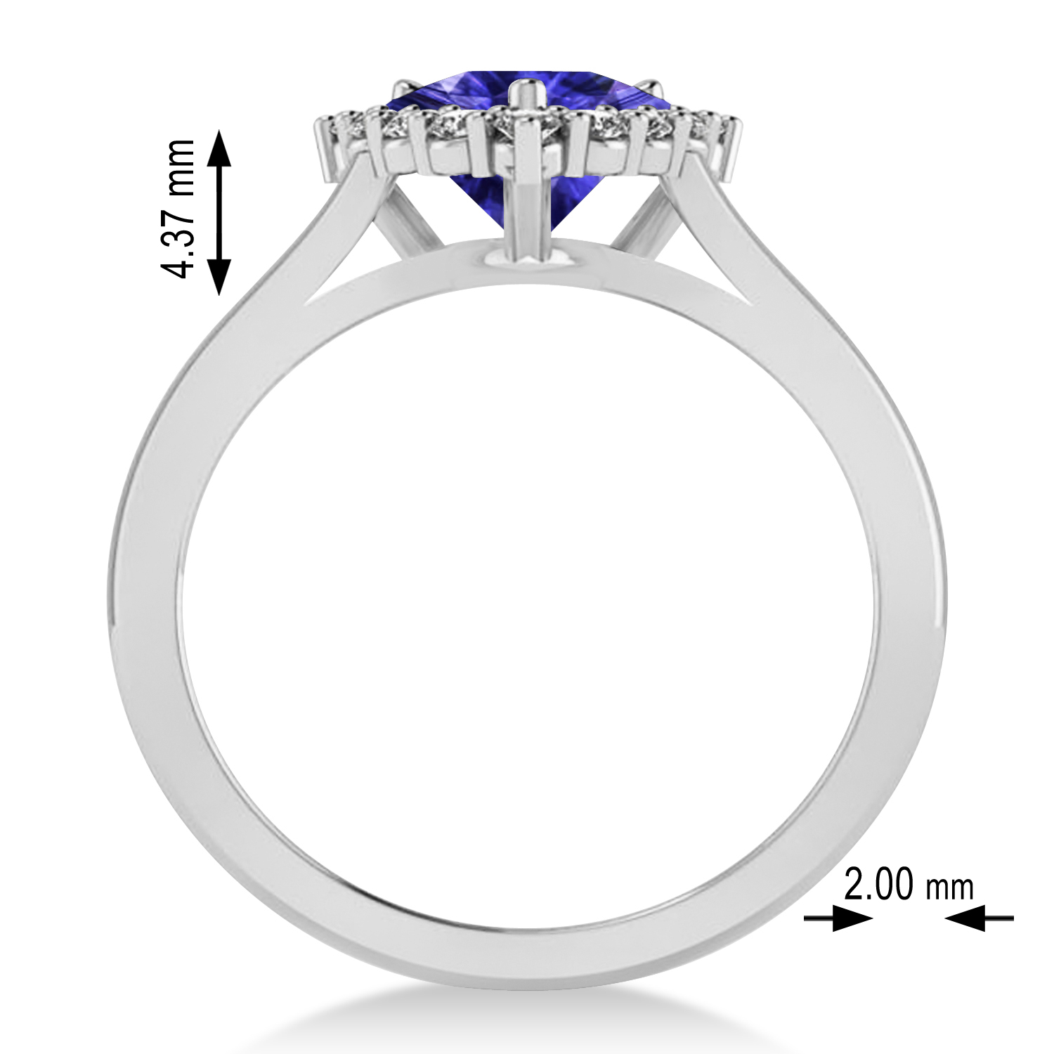 Diamond & Tanzanite Trillion Cut Ring 14k White Gold (1.53ct)