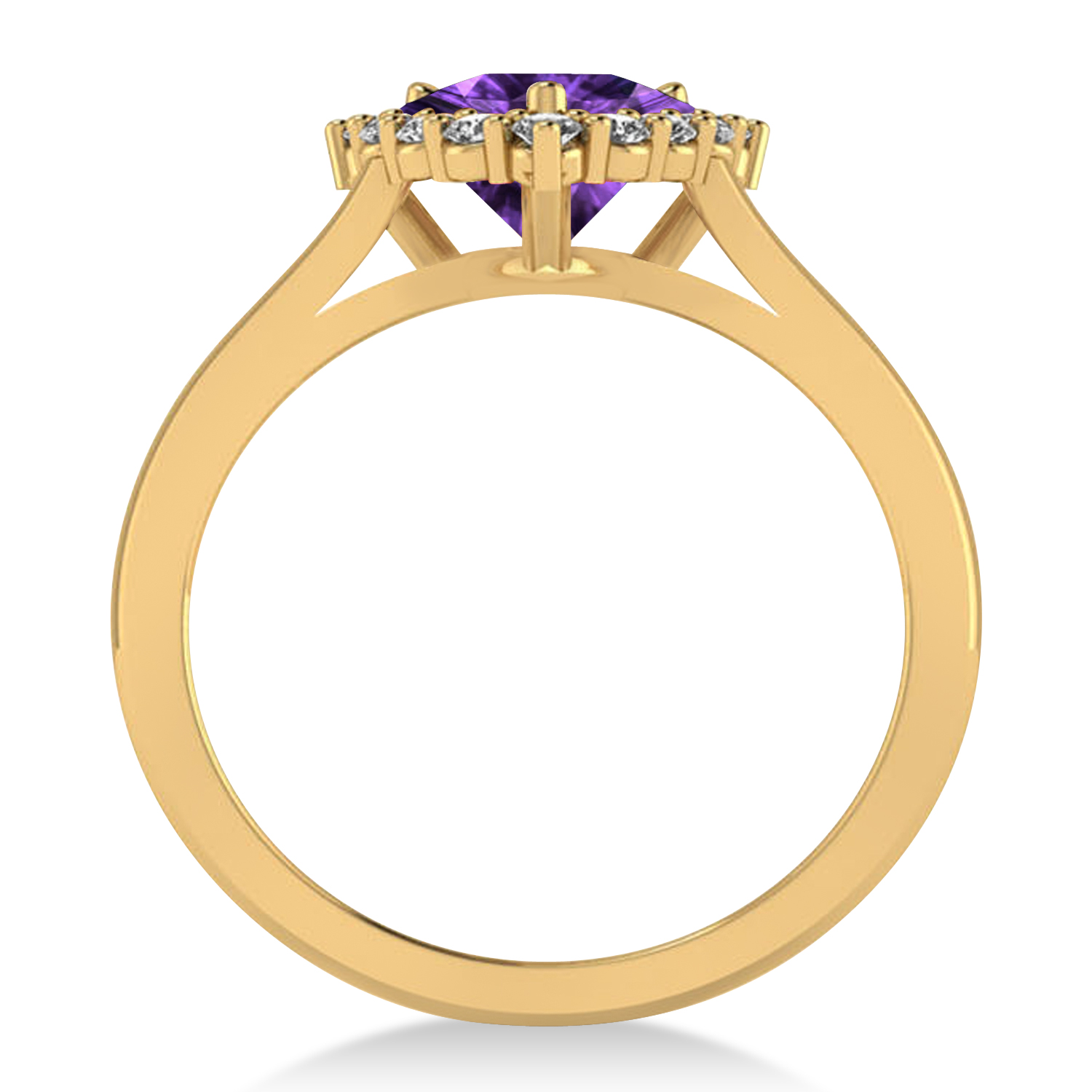 Diamond & Amethyst Trillion Cut Ring 14k Yellow Gold (1.26ct)