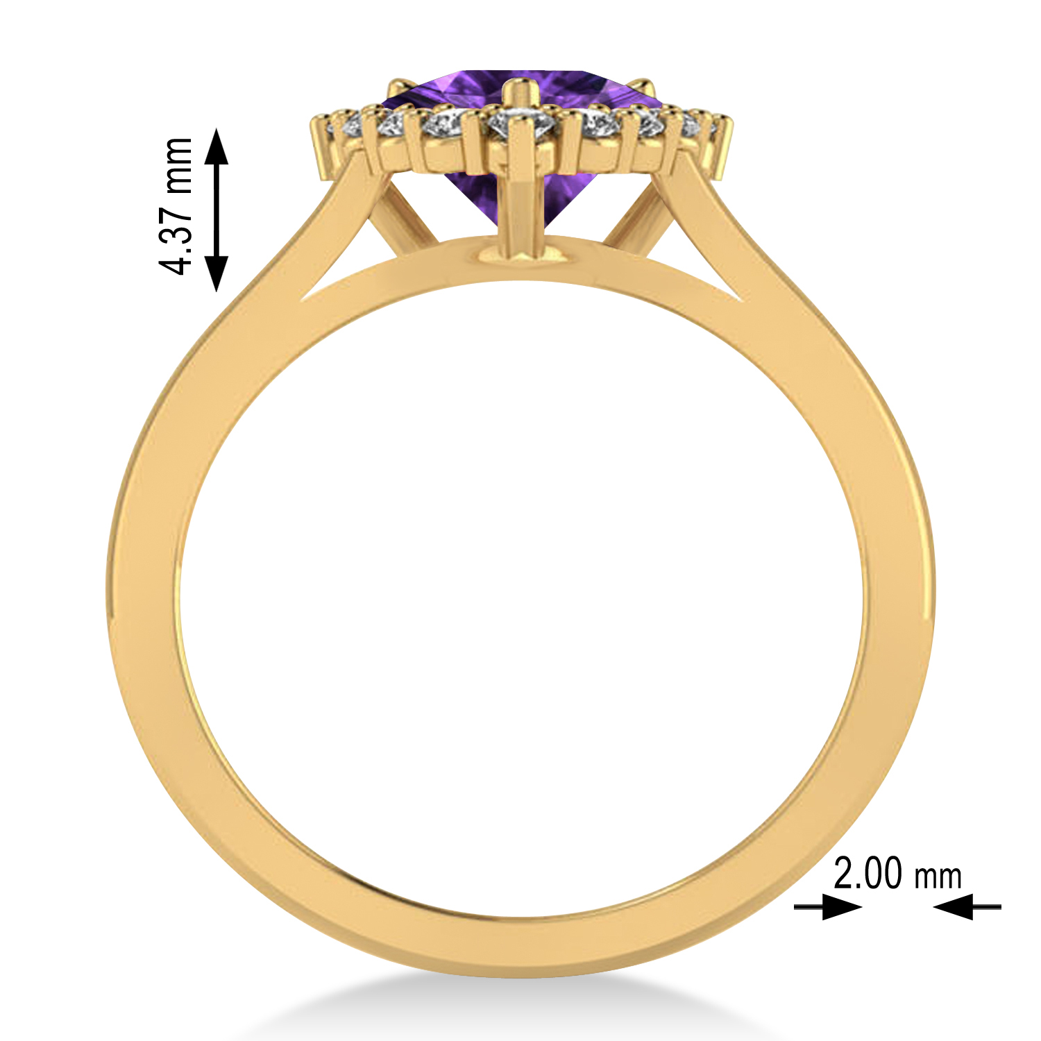 Diamond & Amethyst Trillion Cut Ring 14k Yellow Gold (1.26ct)