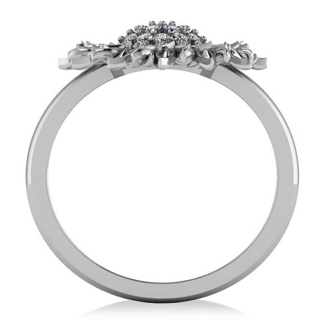 Diamond Sunflower Fashion Ring 14k White Gold (0.19ct)