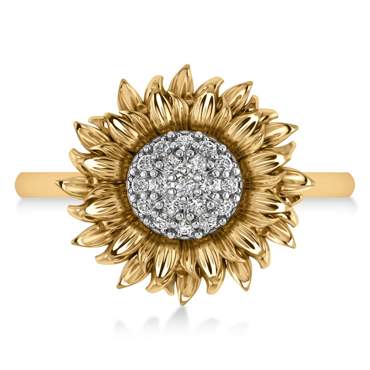Diamond Sunflower Fashion Ring 14k Two-Tone Gold (0.19ct)