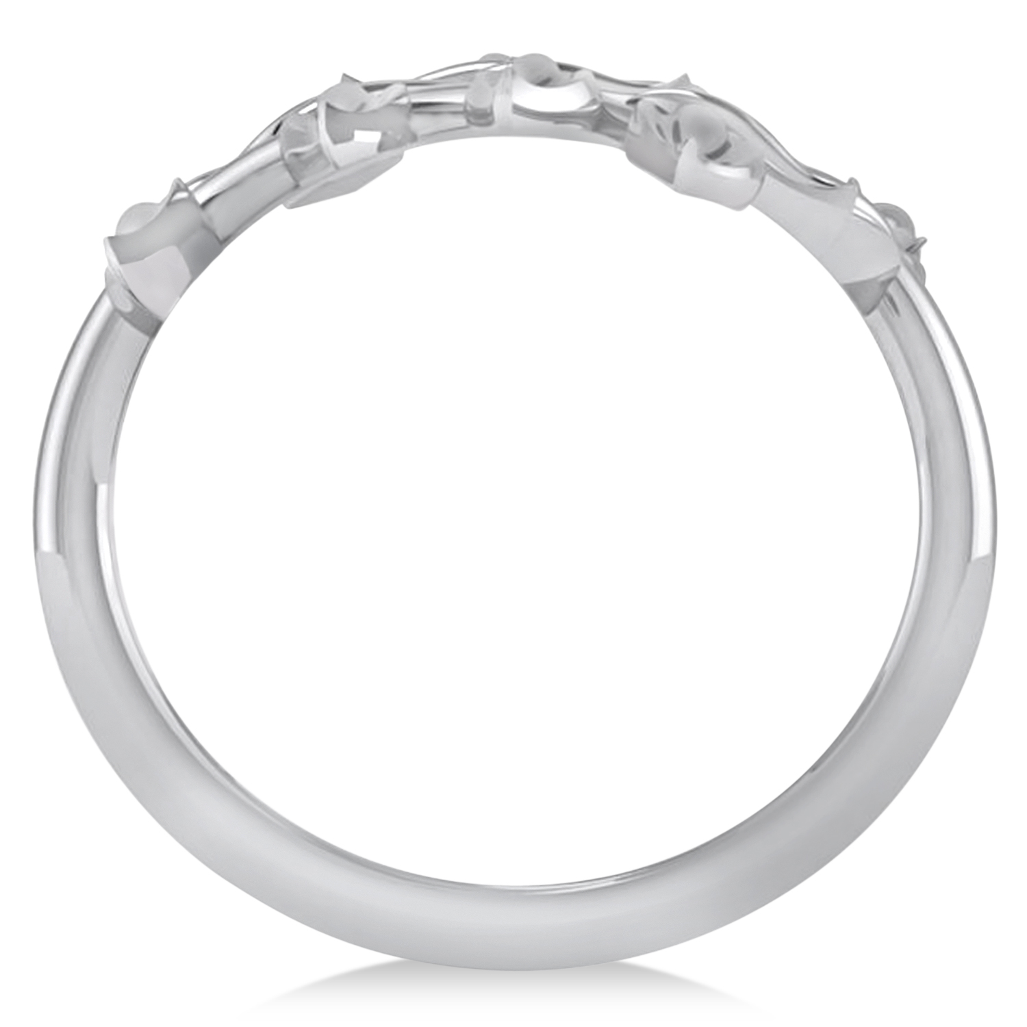 Olive Leaf Vine Plain Metal Fashion Ring 14k White Gold