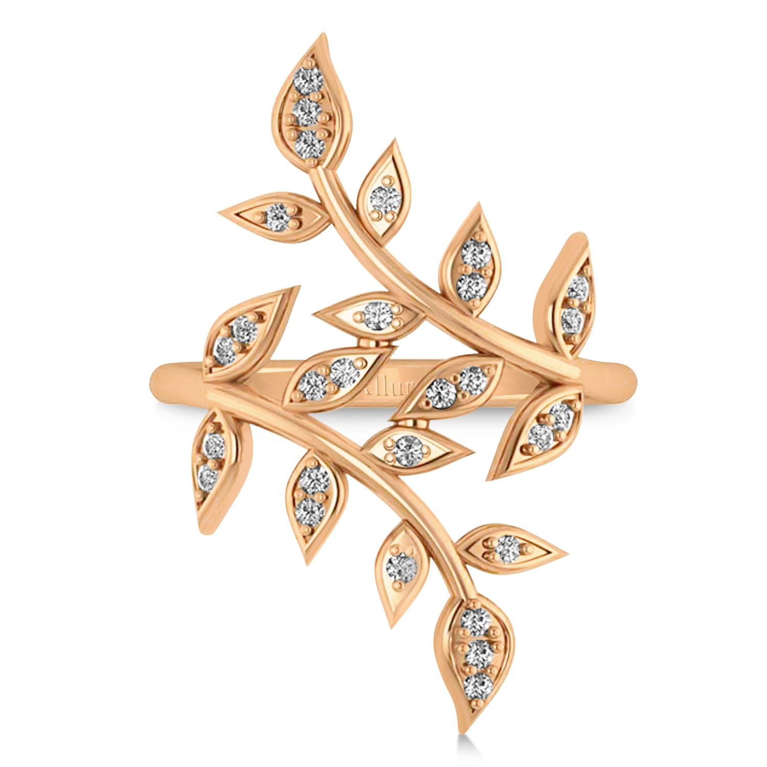 Diamond Olive Leaf Vine Fashion Ring 14k Rose Gold (0.28ct) AD1627