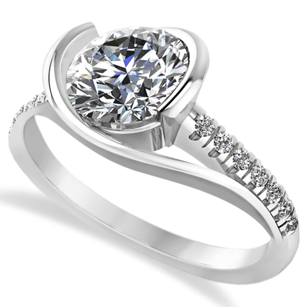 Diamond Twisted Engagement Ring in 14k White Gold (1.71ct)