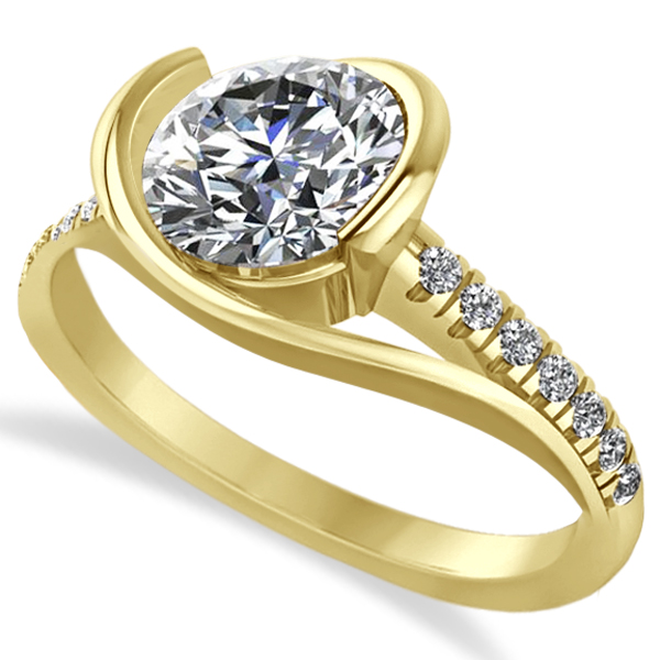 Diamond Twisted Engagement Ring in 14k Yellow Gold (1.71ct)