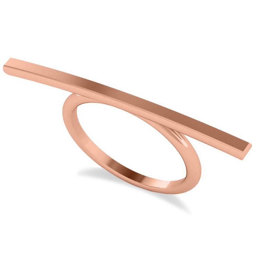 Horizontal Solitaire Bar Ring 14k Rose Gold