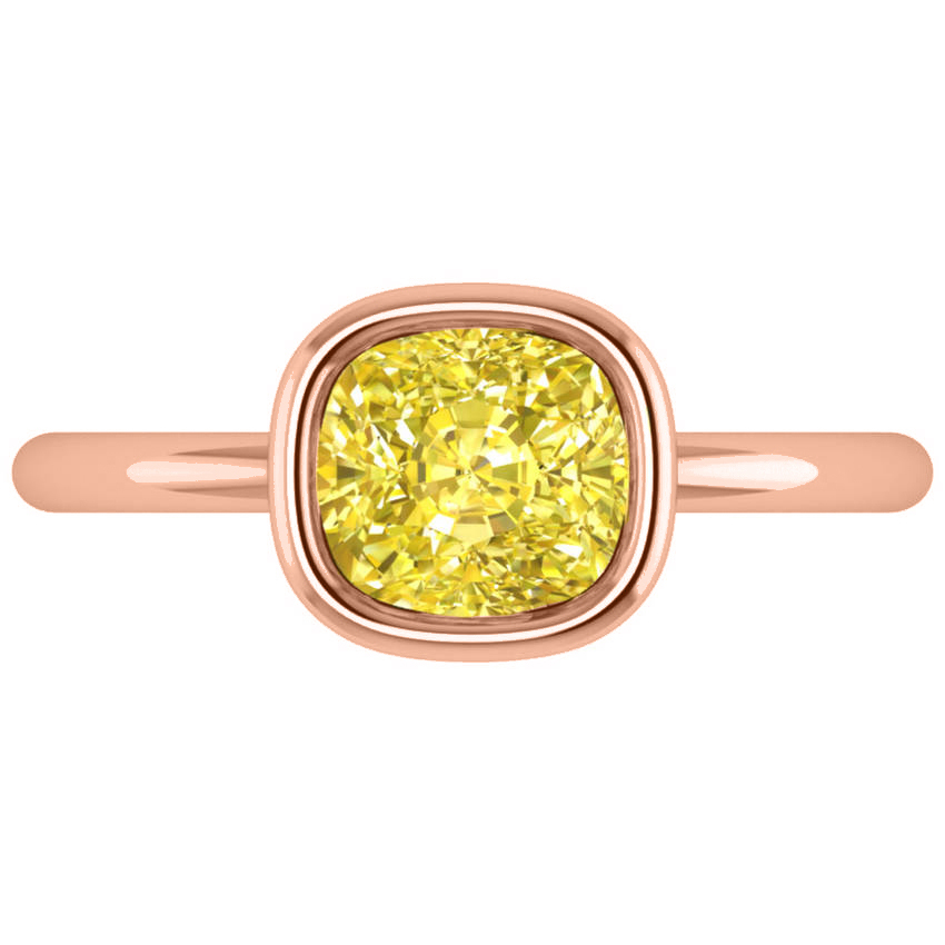 Cushion Cut Yellow Diamond Solitaire Engagement Ring 14k Rose Gold (1.40ct)