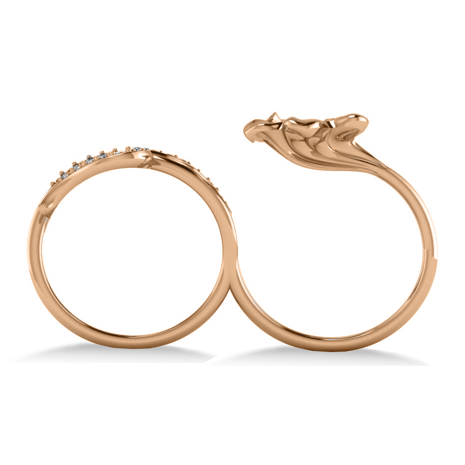 Diamond Floral Leaf Two Finger Ring 14k Rose Gold (0.28ct)