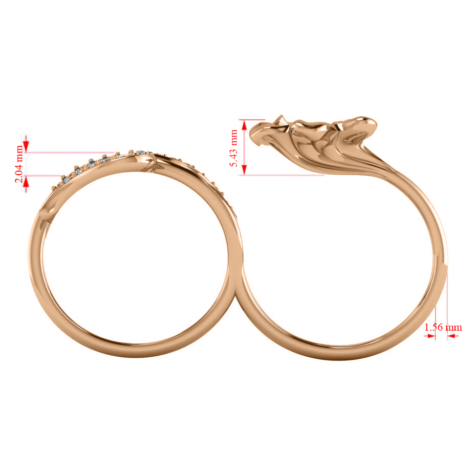 Diamond Floral Leaf Two Finger Ring 14k Rose Gold (0.28ct)
