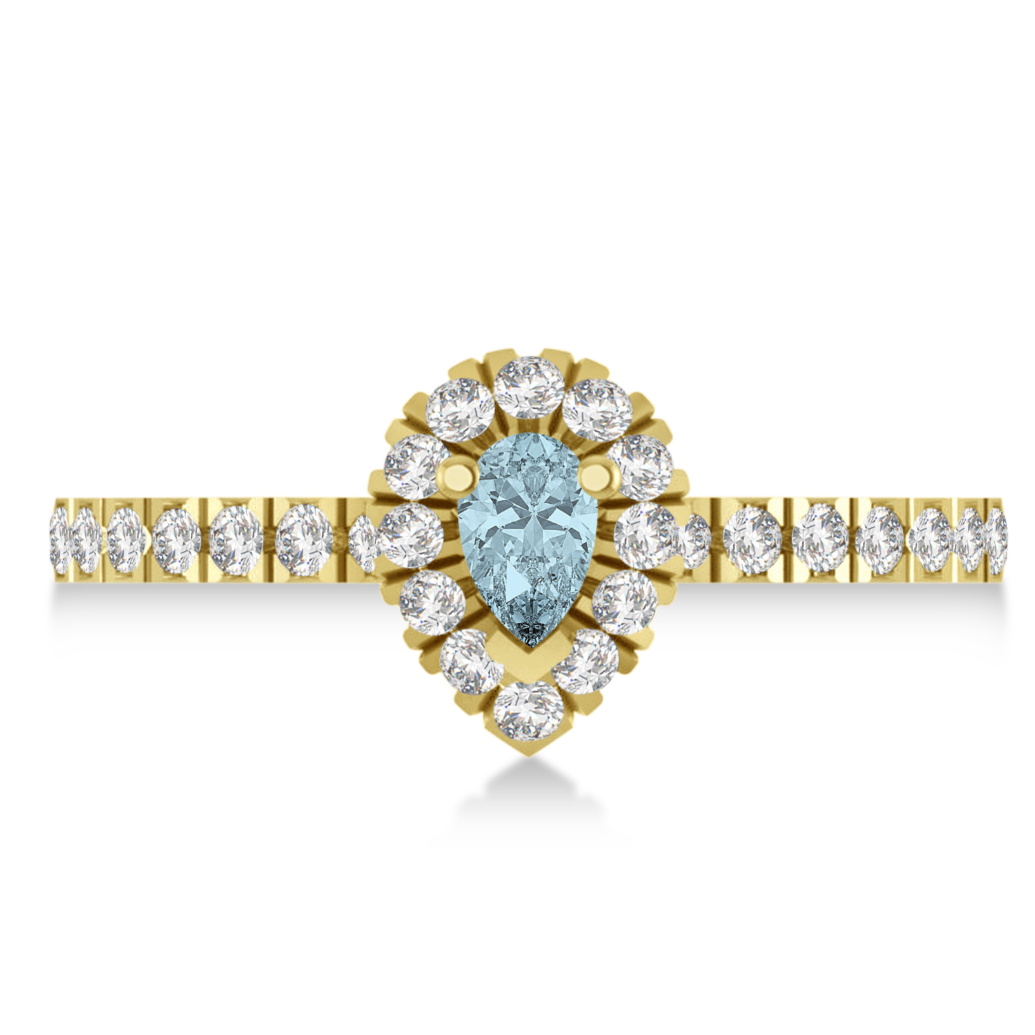 Pear Aquamarine & Diamond Halo Engagement Ring 14k Yellow Gold (0.63ct)