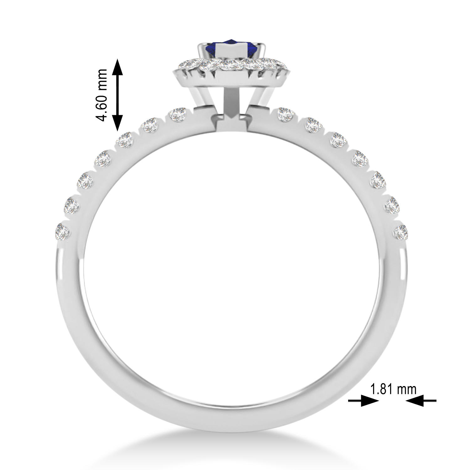 Pear Blue Sapphire & Diamond Halo Engagement Ring 14k White Gold (0.63ct)
