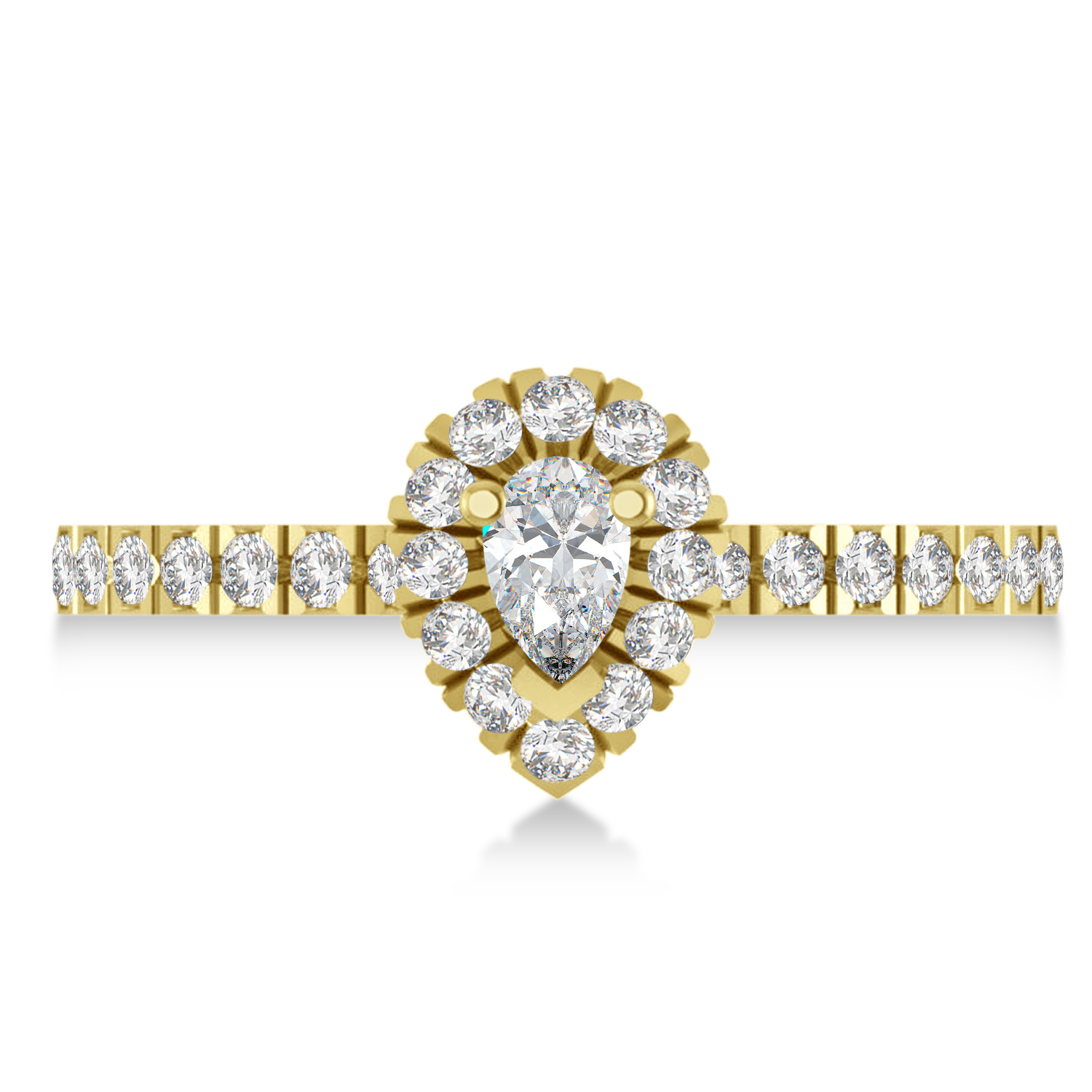 Pear Moissanite & Diamond Halo Engagement Ring 14k Yellow Gold (0.63ct)