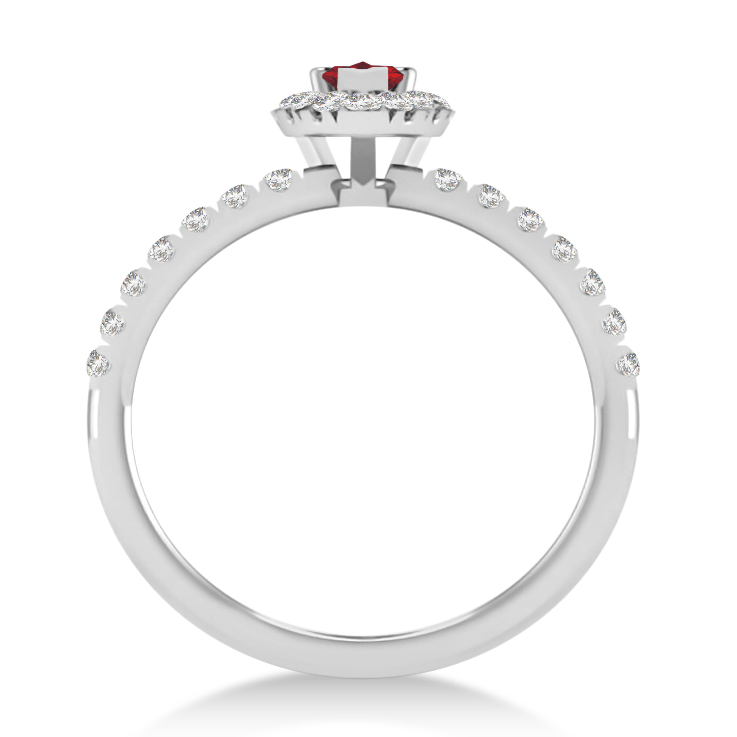 Pear Ruby & Diamond Halo Engagement Ring 14k White Gold (0.63ct)