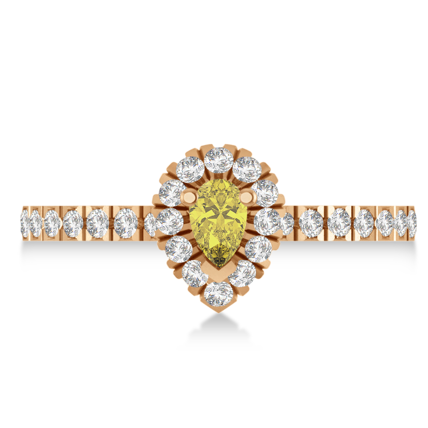 Pear Yellow & White Diamond Halo Engagement Ring 14k Rose Gold (0.63ct)