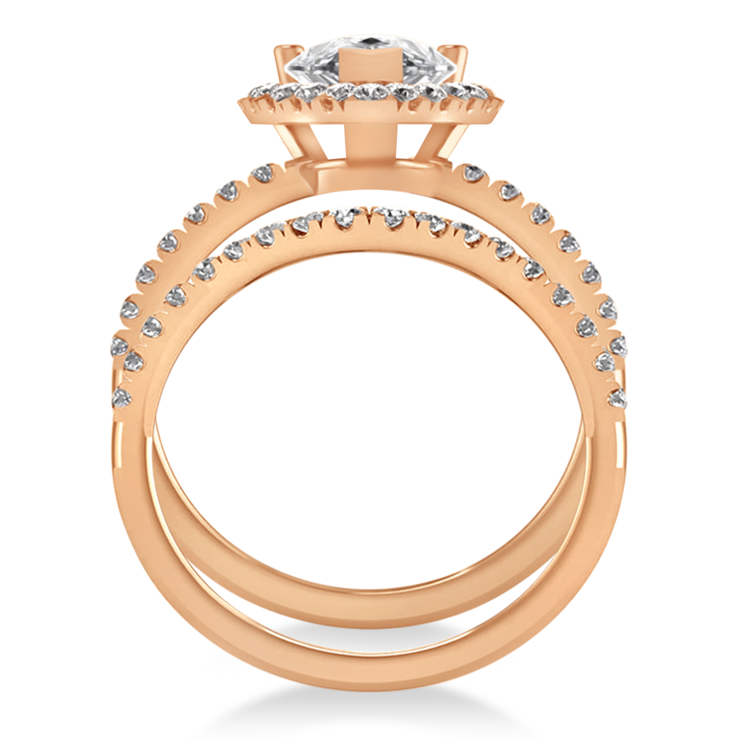 Diamond Pear-Cut Halo Bridal Set 14k Rose Gold (2.78ct)