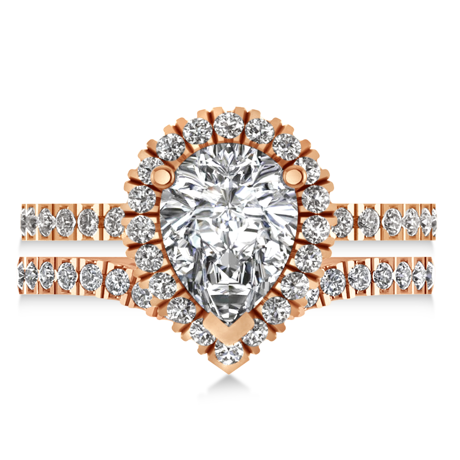 Diamond Pear-Cut Halo Bridal Set 14k Rose Gold (2.78ct)