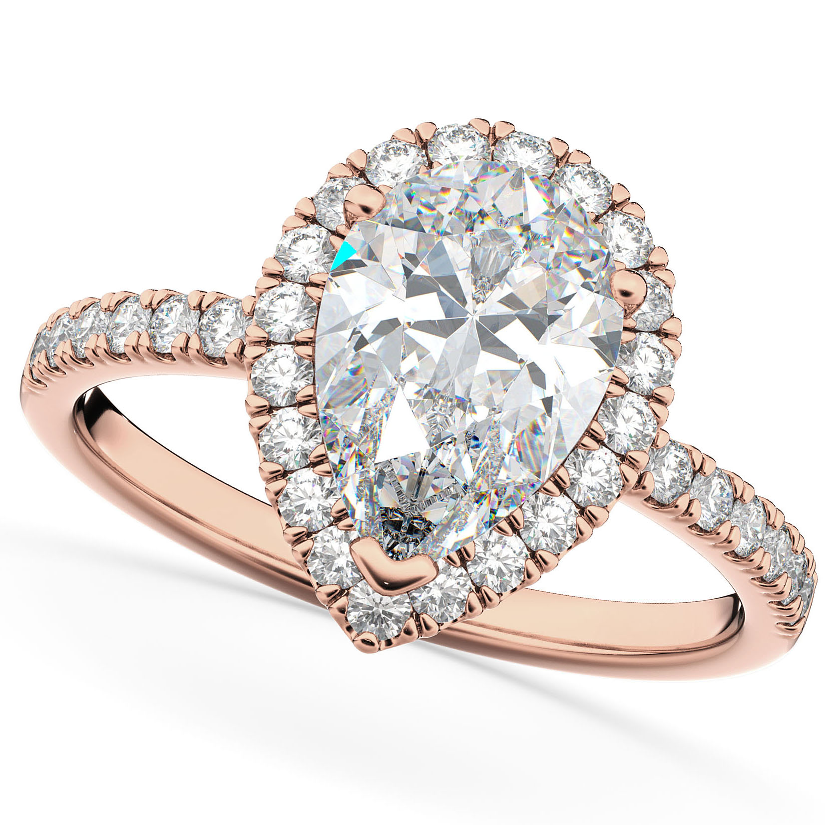 Diamond Pear-Cut Halo Bridal Set 14k Rose Gold (2.78ct)
