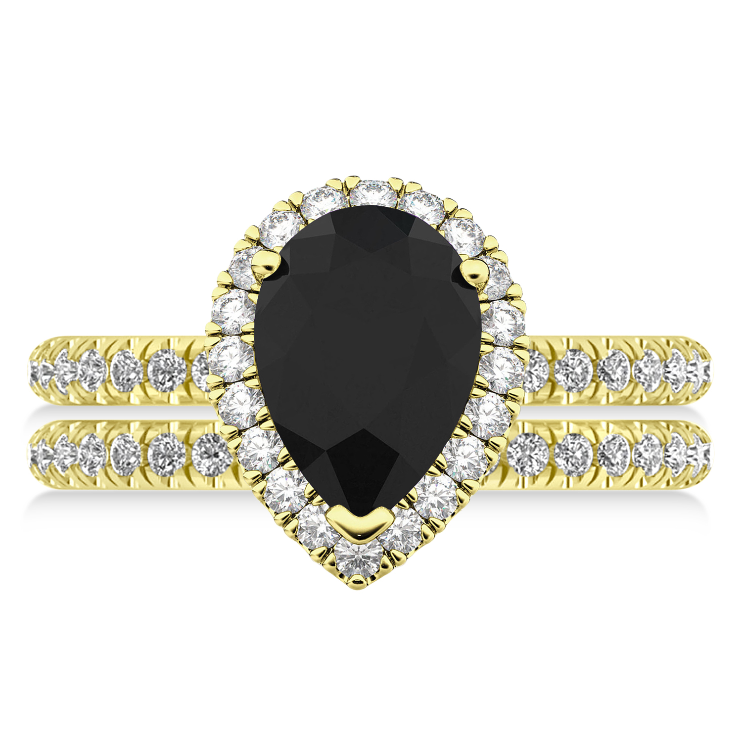 Black Diamond & Diamonds Pear-Cut Halo Bridal Set 14K Yellow Gold (2.78ct)
