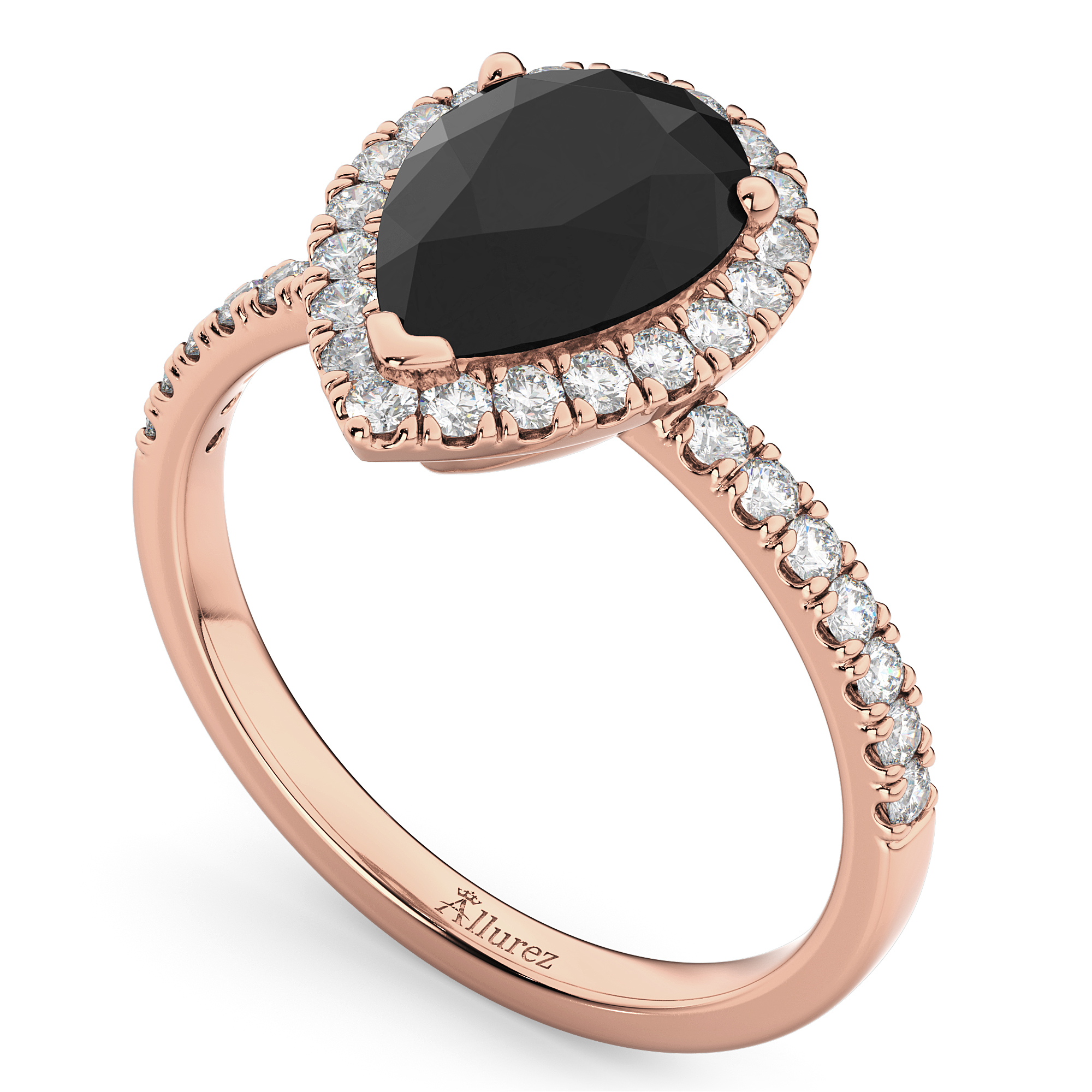 Pear Black Diamond & Diamond Engagement Ring 14K Rose Gold (2.51ct)