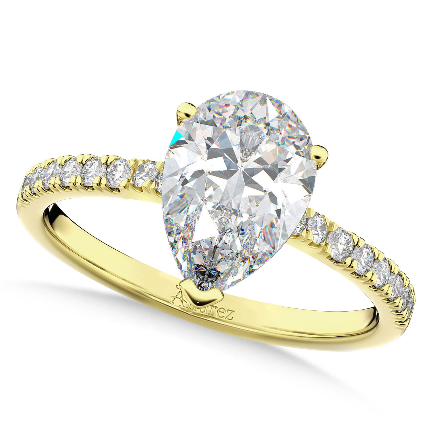 Pear Cut Lab Grown Diamond Engagement Ring 14K Yellow Gold (2.21ct)