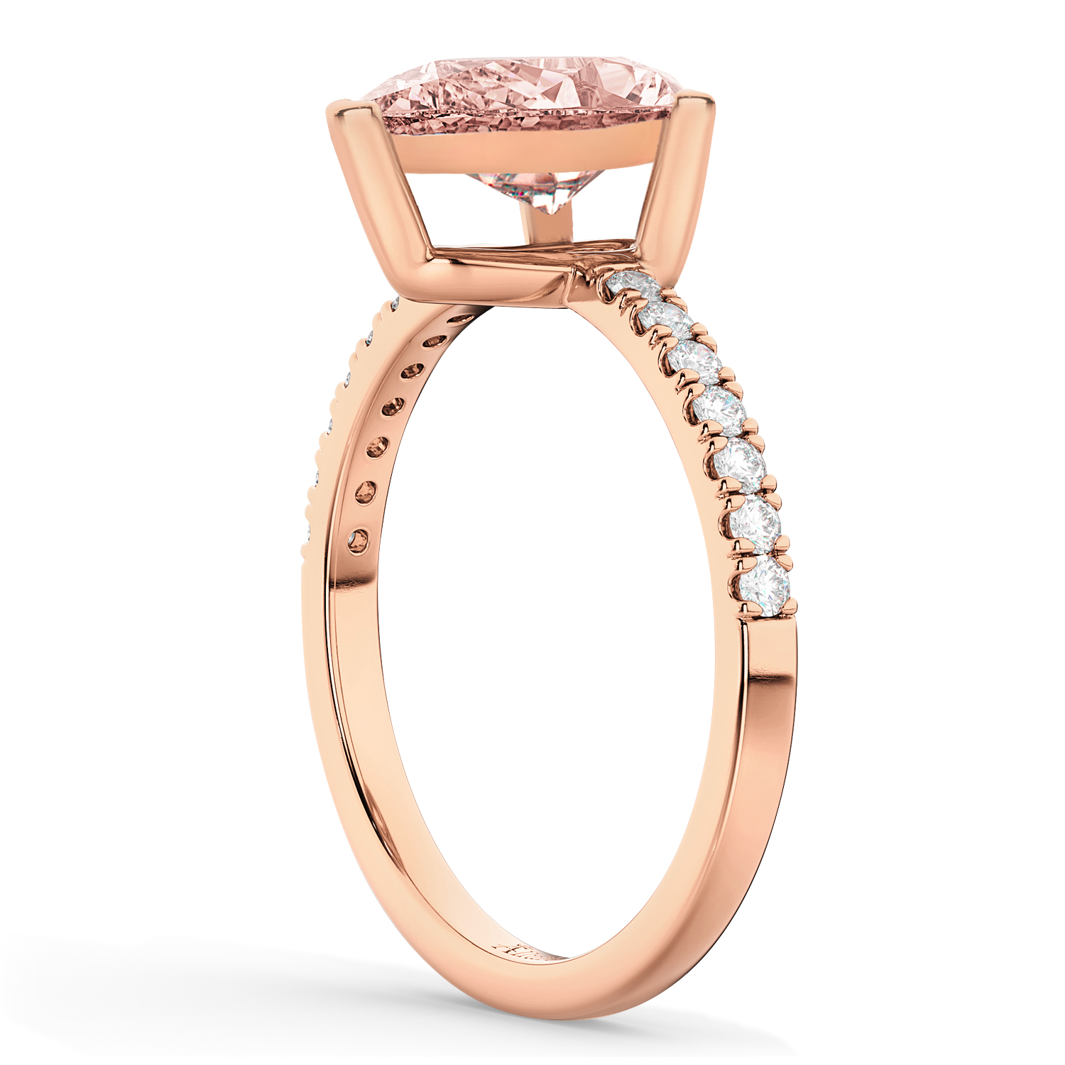 Pear Cut Morganite & Diamond Engagement Ring 14K Rose Gold 2.21ct