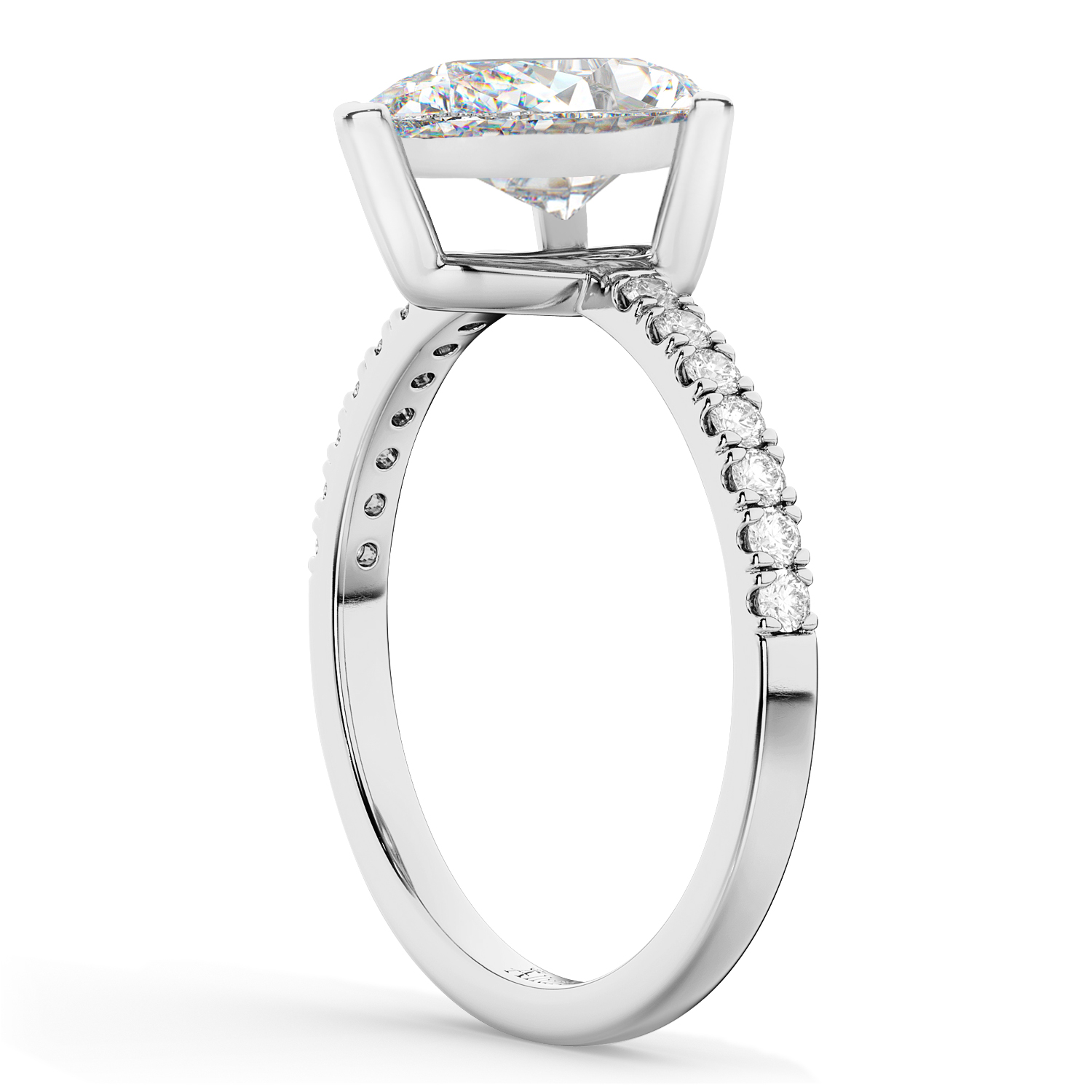 Pear Cut Moissanite & Diamond Engagement Ring 14K White Gold 2.14ct