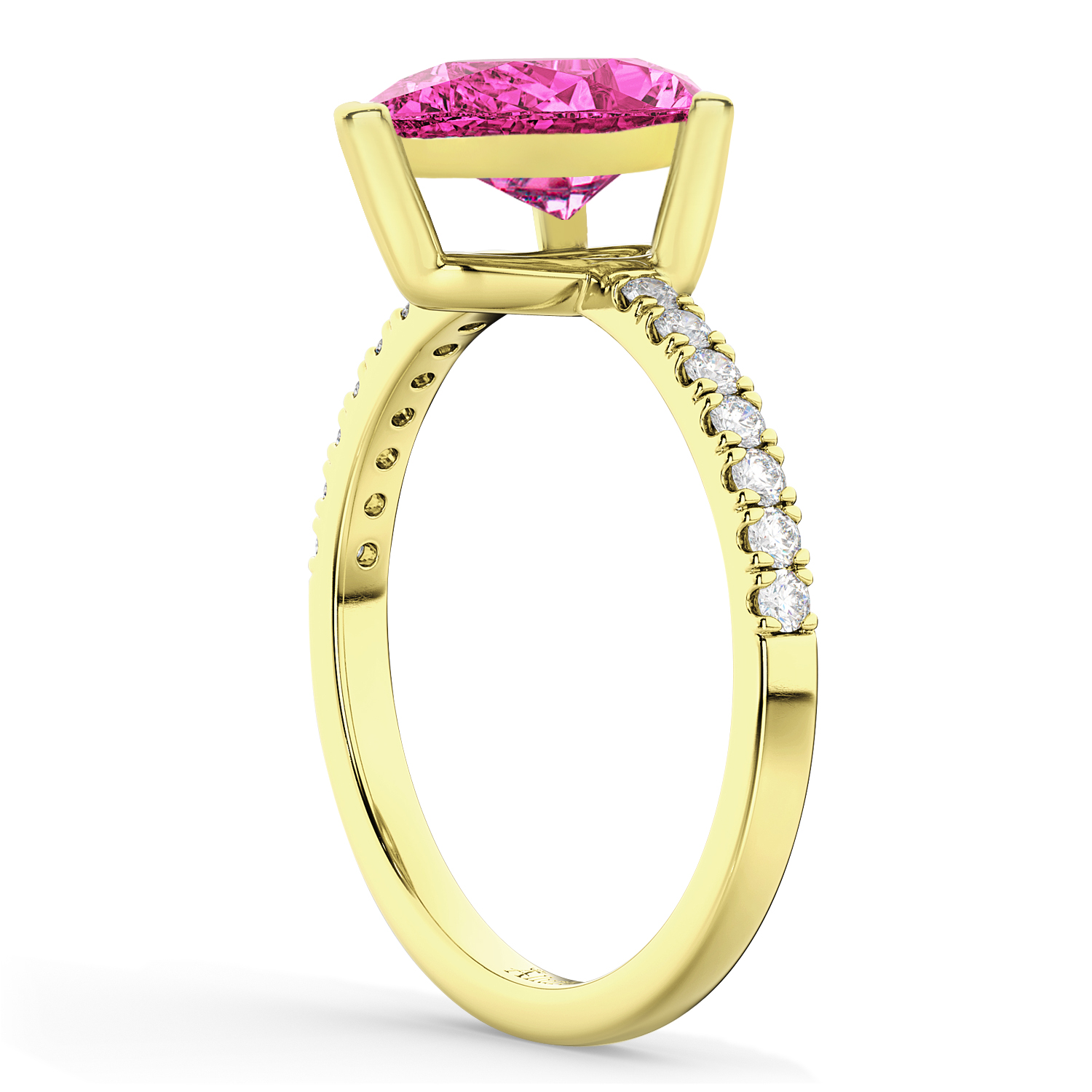 Pear Cut Pink Tourmaline & Diamond Engagement Ring 14K Yellow Gold 1.61ct