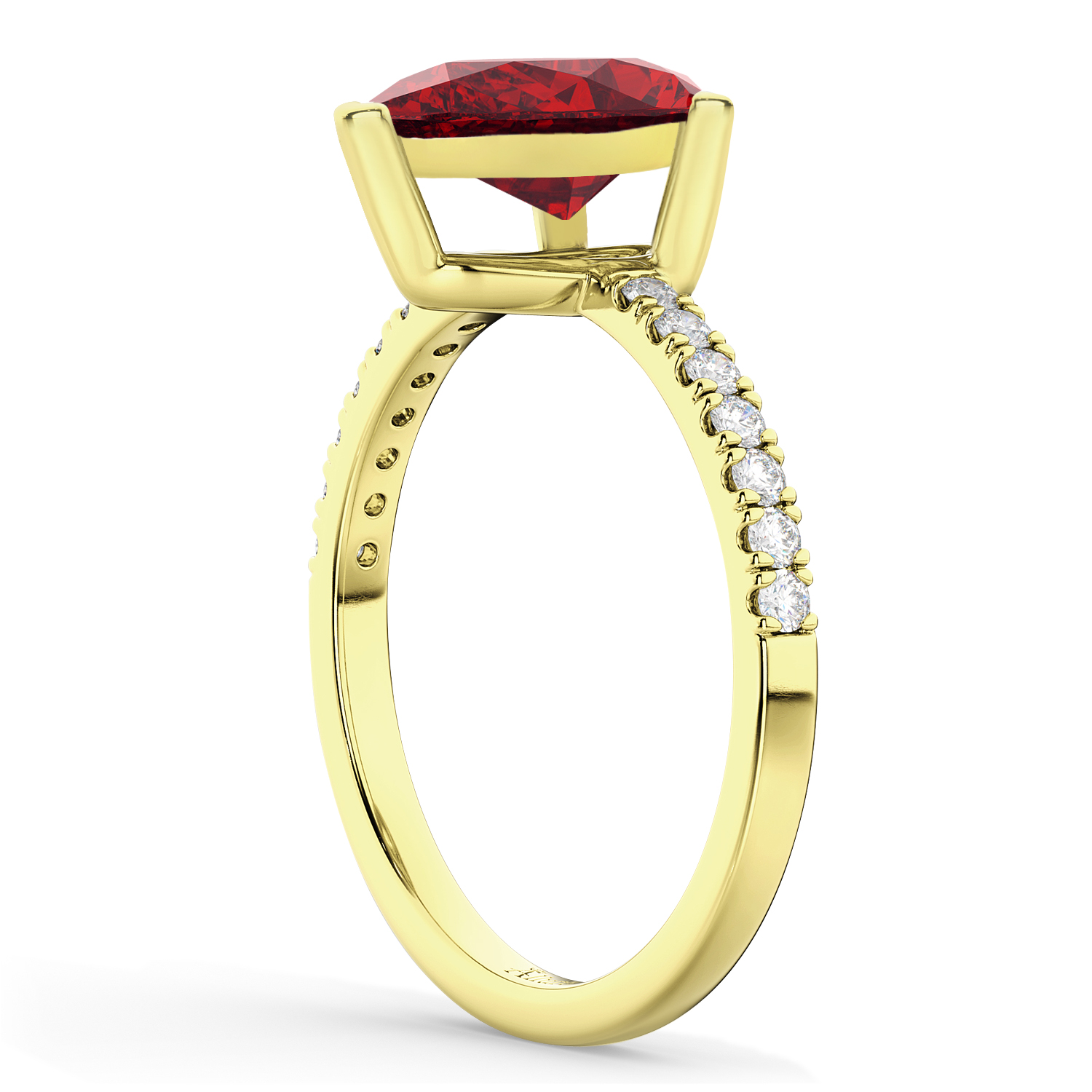 Pear Cut Ruby & Diamond Engagement Ring 14K Yellow Gold 2.71ct