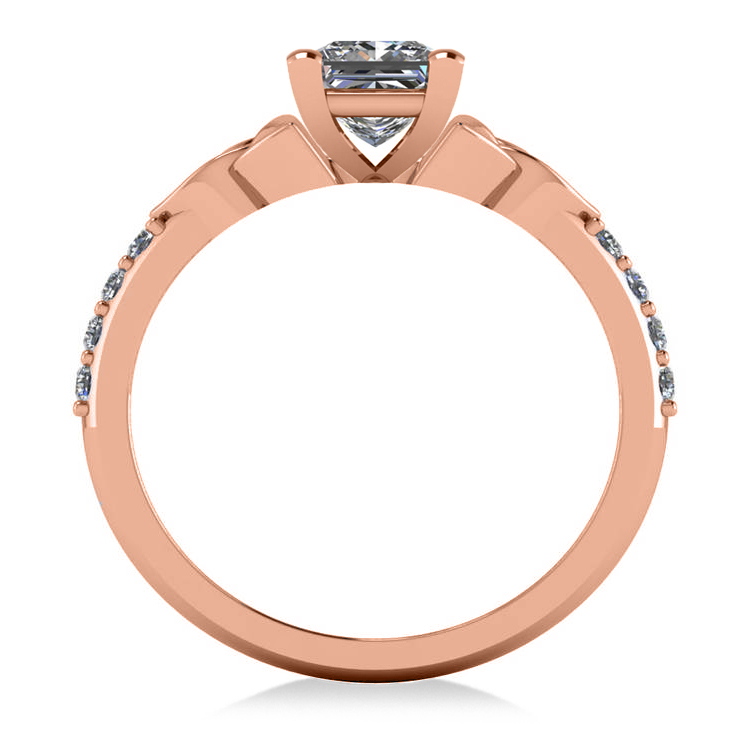 Princess Cut Lab Grown Diamond Celtic Knot Engagement Ring 14K Rose Gold 0.75ct