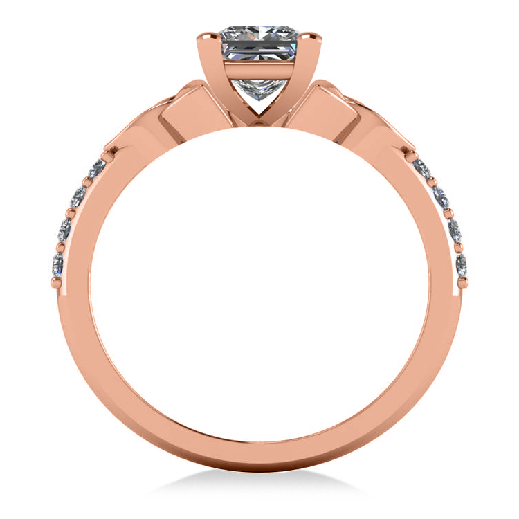 Princess Cut Lab Grown Diamond Celtic Knot Engagement Ring 14K Rose Gold 1.00ct
