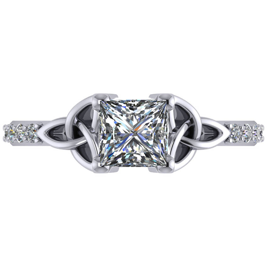 Princess Diamond Celtic Knot Engagement Ring 14K White Gold (1.00ct)
