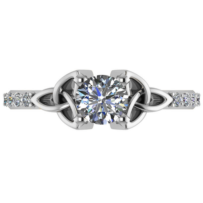 Round Lab Grown Diamond Celtic Knot Engagement Ring 14K White Gold (0.75ct)