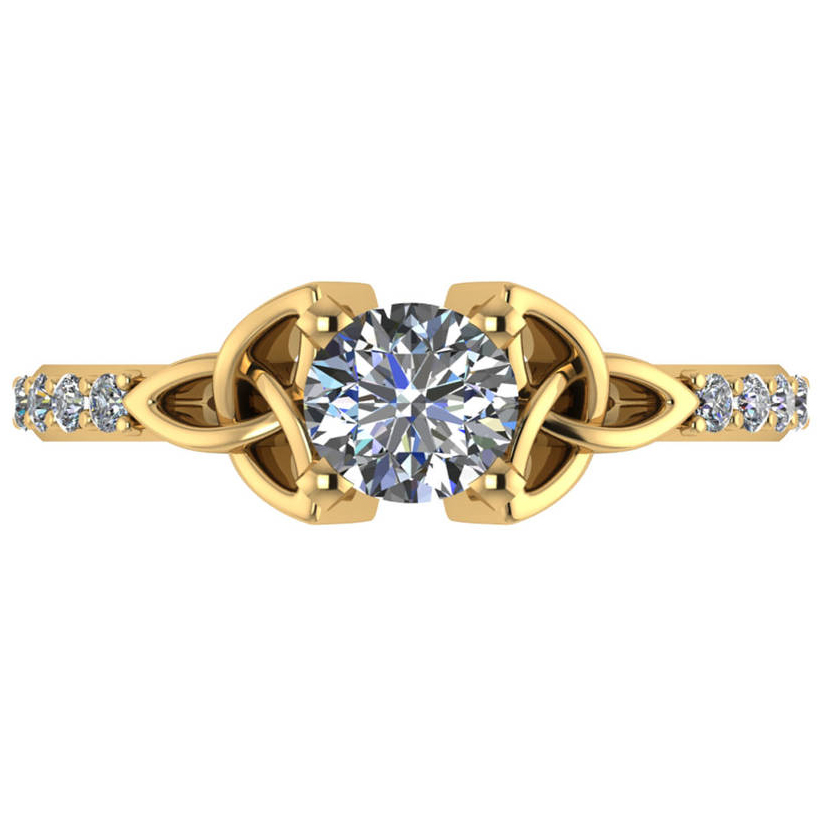 Round Lab Grown Diamond Celtic Knot Engagement Ring 14K Yellow Gold 0.75ct