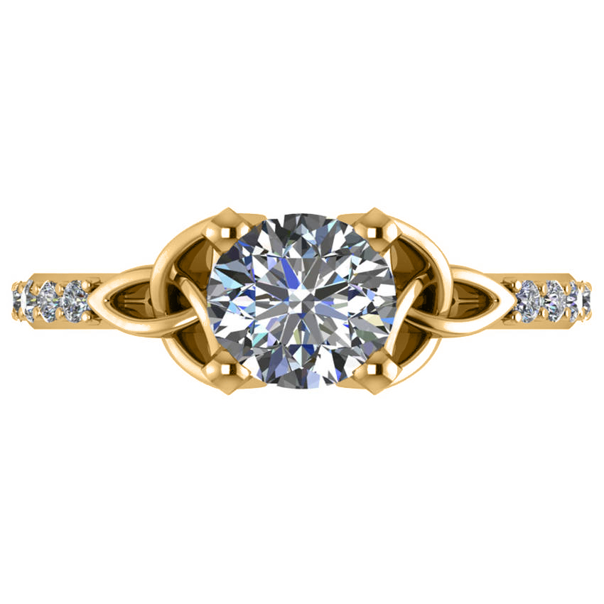 Round Diamond Celtic Knot Engagement Ring 18k Yellow Gold 1.50ct