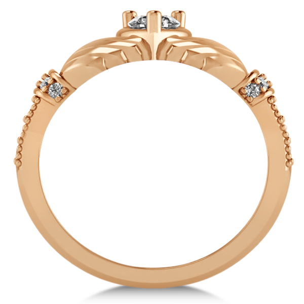 Diamond Claddagh Engagement Ring in 14k Rose Gold (0.42ct)