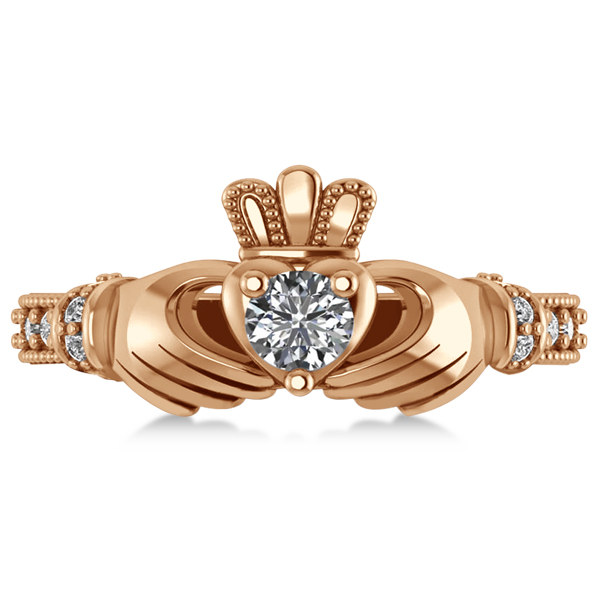Diamond Claddagh Engagement Ring in 14k Rose Gold (0.42ct)