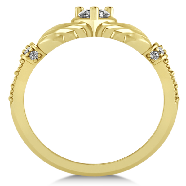 Lab Grown Diamond Claddagh Engagement Ring in 14k Yellow Gold (0.42ct)