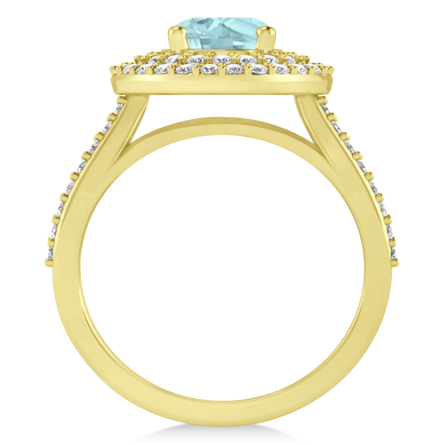Double Halo Aquamarine Engagement Ring 14k Yellow Gold (2.27ct)
