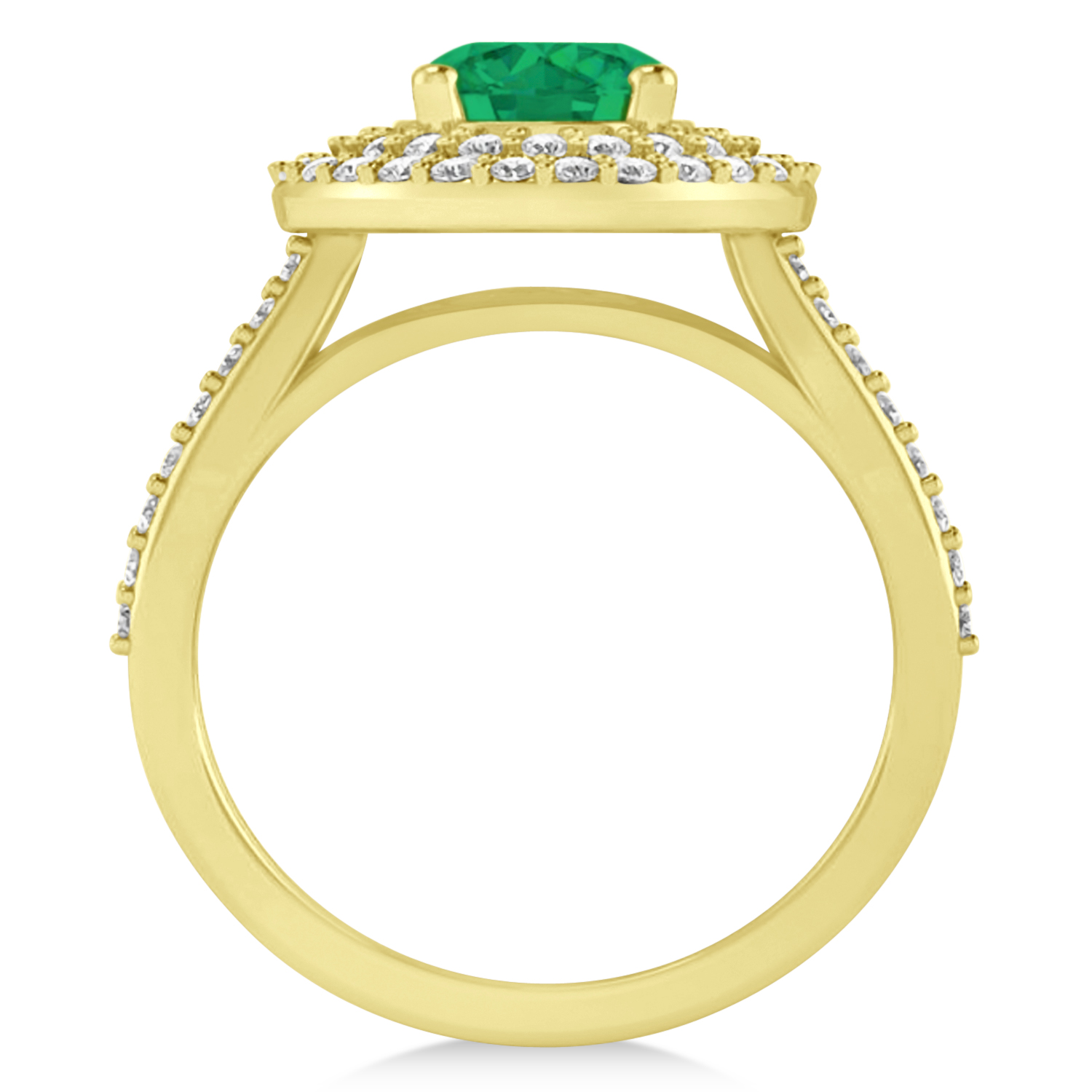 Double Halo Emerald Engagement Ring 14k Yellow Gold (2.27ct)