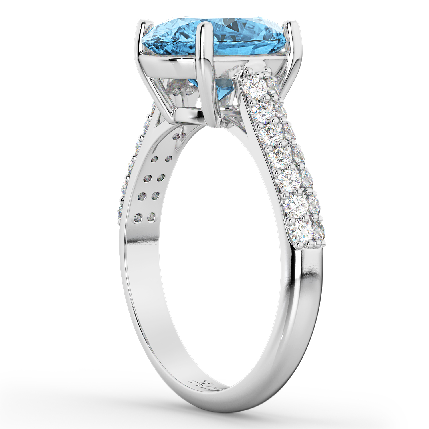 Oval Blue Topaz & Diamond Engagement Ring 14k White Gold (4.42ct)
