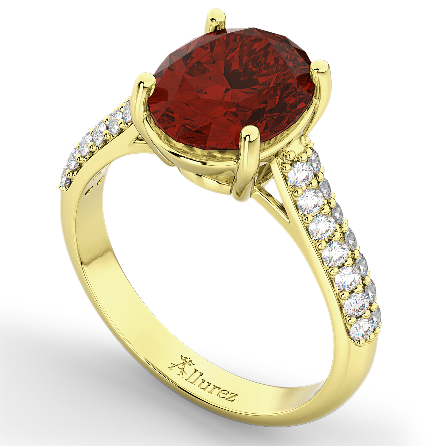 Oval & Diamond Engagement Ring 18k Yellow Gold 4.42ct AD2621