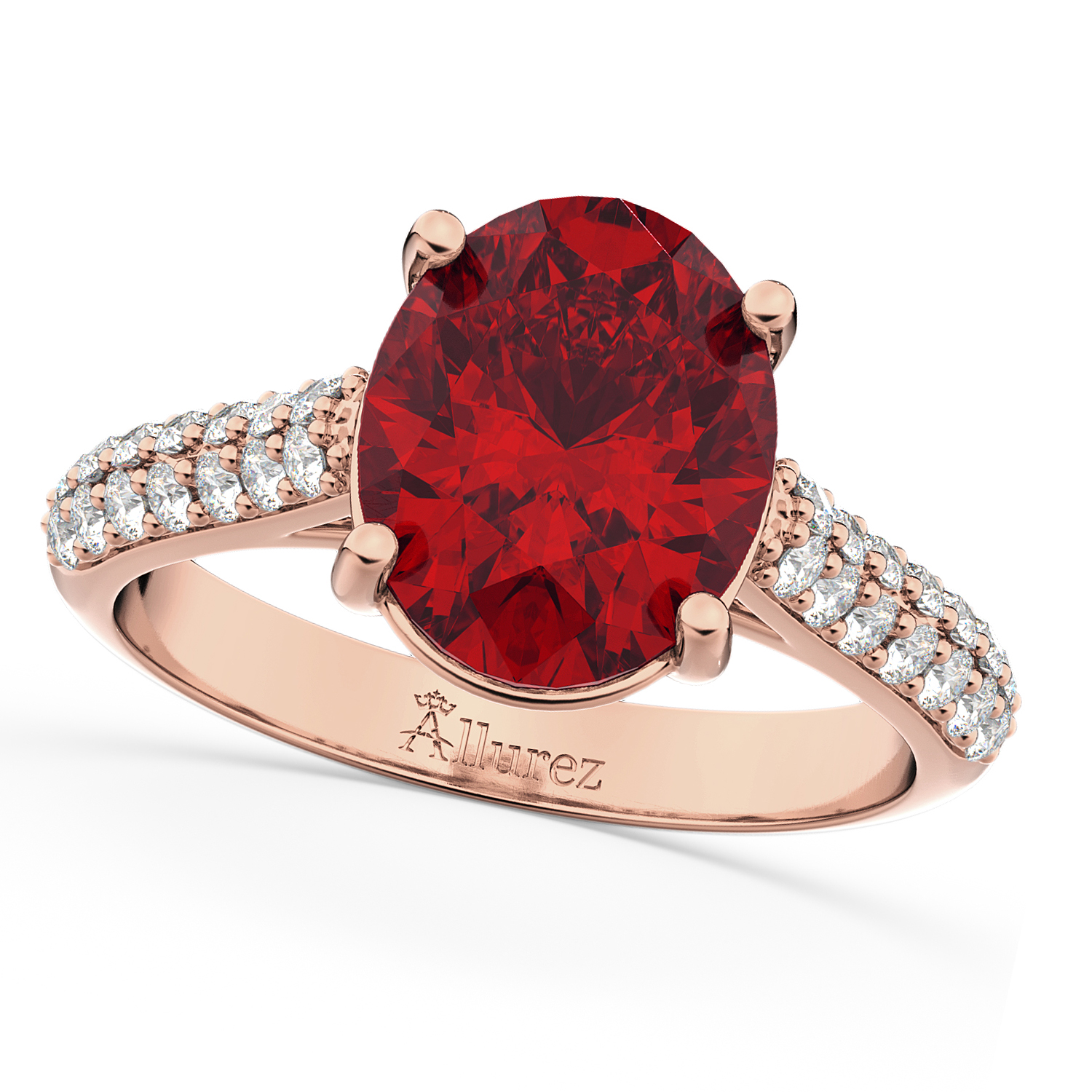 Oval Ruby & Diamond Engagement Ring 18k Rose Gold (4.42ct)