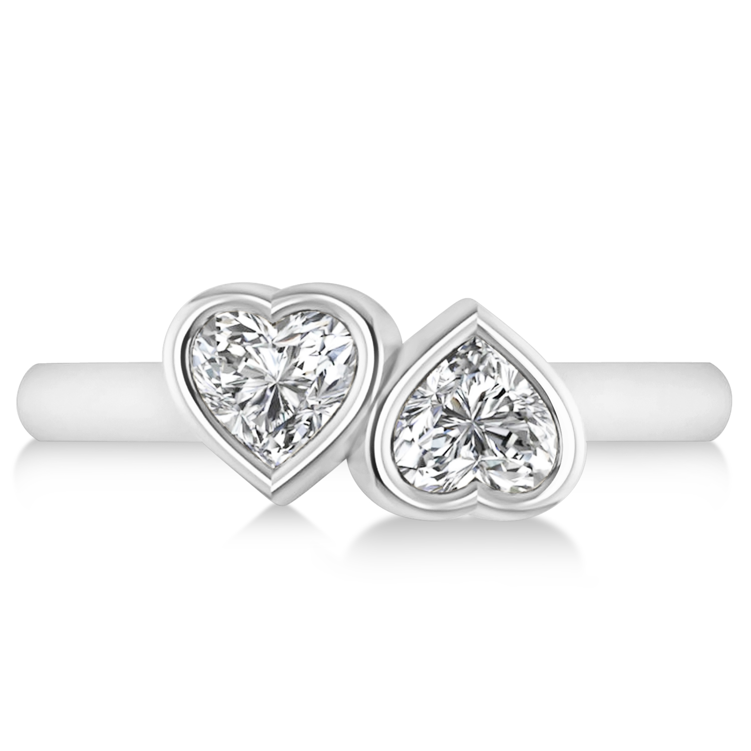 Diamond Two Stone Heart Bezel Set Ring 14k White Gold (1.00ct)