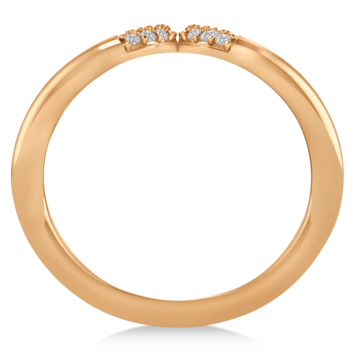 Diamond Novelty Double Loop Ladies Ring 14k Rose Gold 0.22ct AD2196