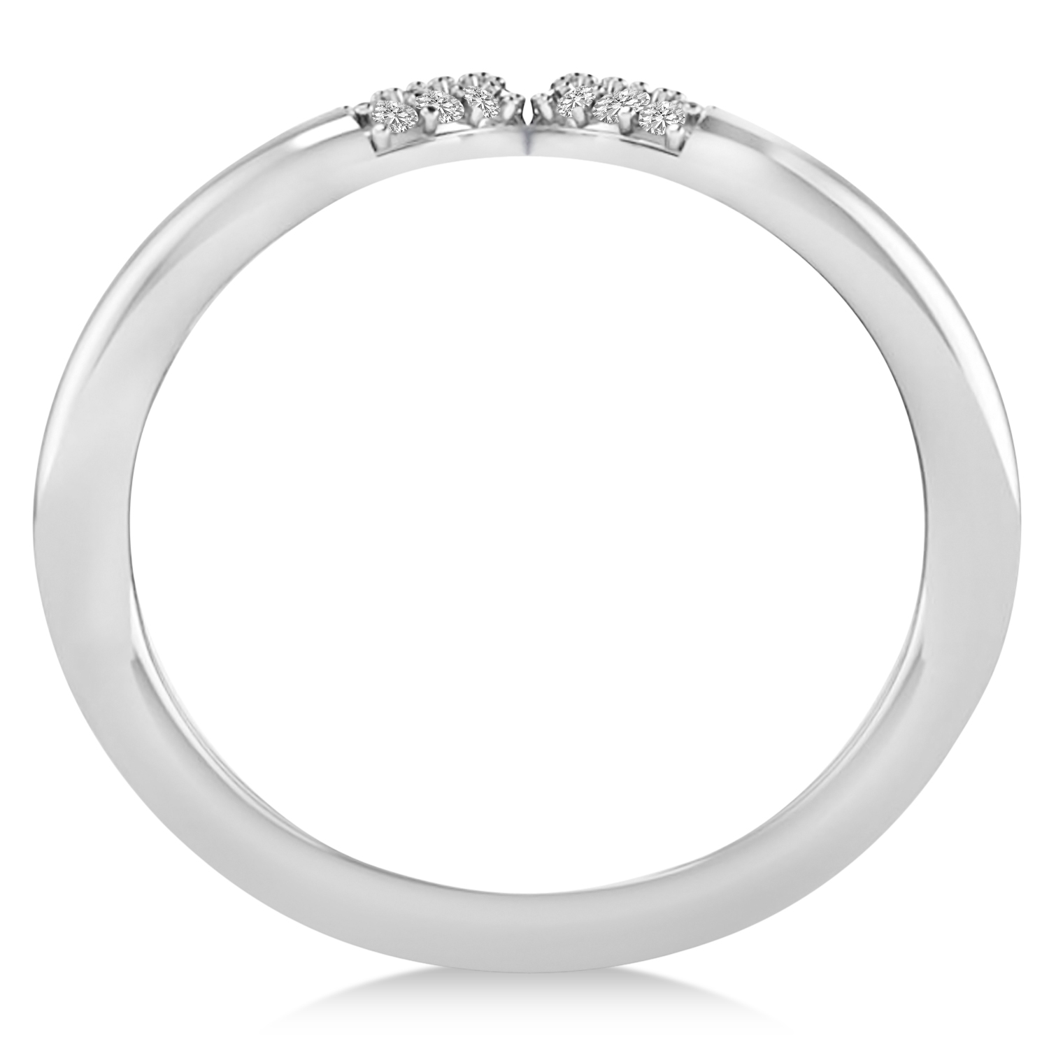 Diamond Novelty Double Loop Ladies Ring 14k White Gold 0.22ct AD2194