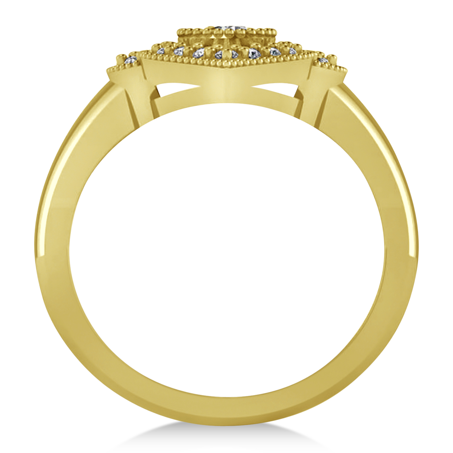 Diamond Antique Style Milgrain Edge Ring 14k Yellow Gold (0.49ct)