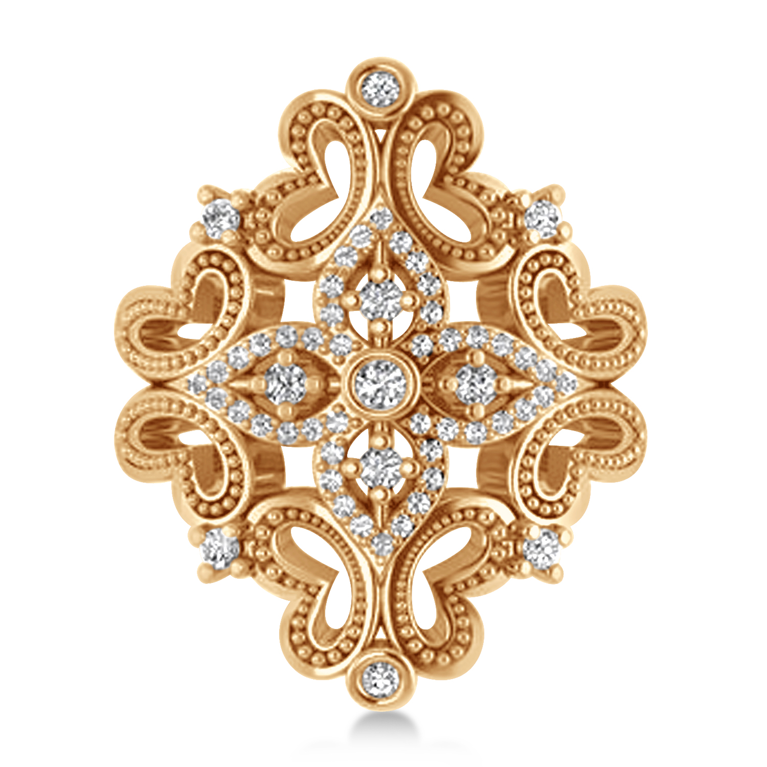 Ladies Diamond Antique Novelty Cigar Ring 14k Rose Gold (0.44 ctw)