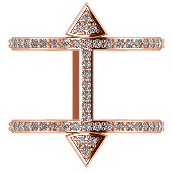 Abstract Arrow Ring with Diamond Accents 14k Rose Gold (0.55ct)