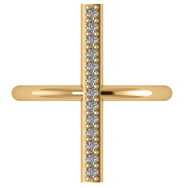 Vertical Diamond Studded Bar Ring 14k Yellow Gold (0.26ct)